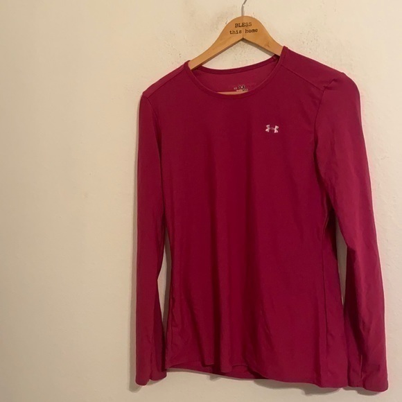UNDER ARMOUR PINK/PURPLE LONG SLEEVE SHIRT MEDIUM - Picture 1 of 3